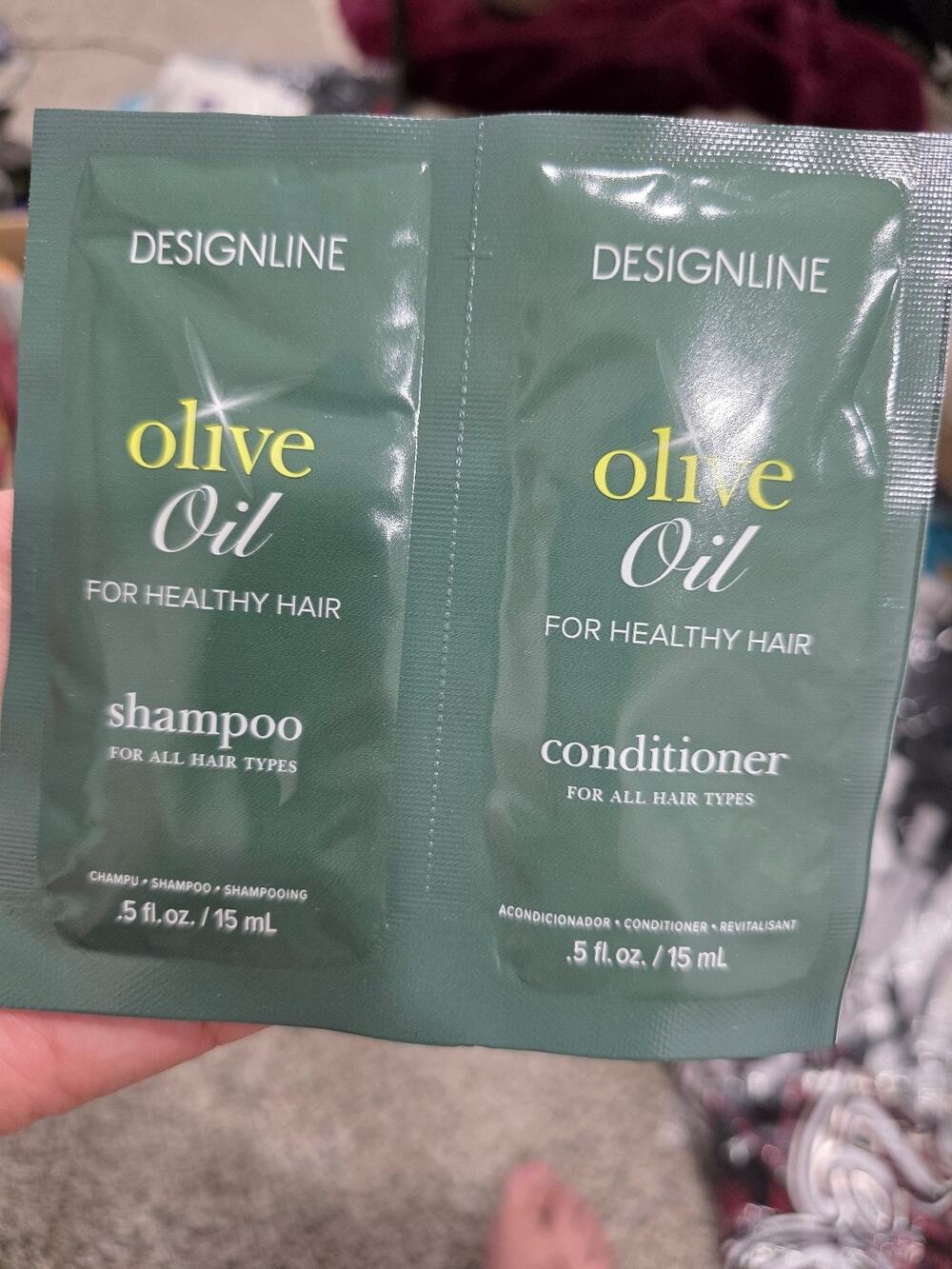 DESIGNLINE Olive Oil Shampoo Conditioner Packets Bulk Lot (25 Sets)